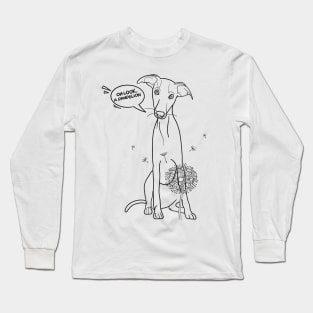 Funny greyhound design; Greyhound with a dandelion flower Long Sleeve T-Shirt